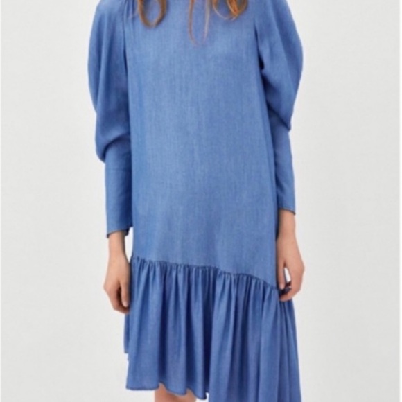 Zara tencel lyocell denim jeans asymmetric dress - Picture 2 of 3